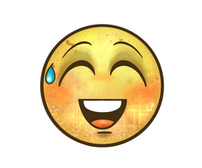 Part of a collection of hand-drawn emoticons, the ' uncomfortable' emoji is part of this unique series, featuring cute and quirky stamps, watercolor paint effects and emotive expressions.
