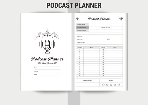 podcast planner KDP Interior log book design