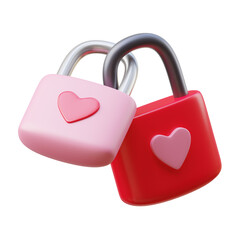 3D key lock, valentine's day, 3D rendering illustration