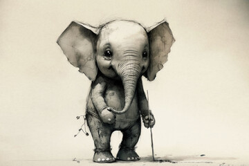 cartoon character cute elephant. Generative AI