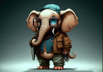 cartoon character cute elephant Generative AI