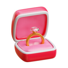 3D engagement rings, valentine's day, 3D rendering illustration