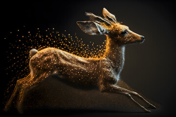 Obraz premium 3d render fawn running on the stars