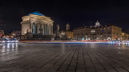 Turin Gran Madre square by night