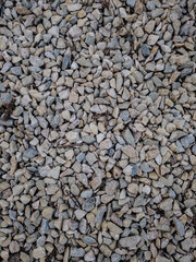 White crushed stone, on which branches and small leaves lie