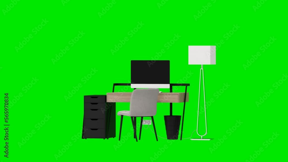 Poster modern workplace with comfortable modern working table and computer with working chair many option f