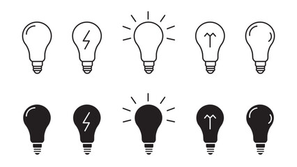 Light bulb or idea icon collection. Vector