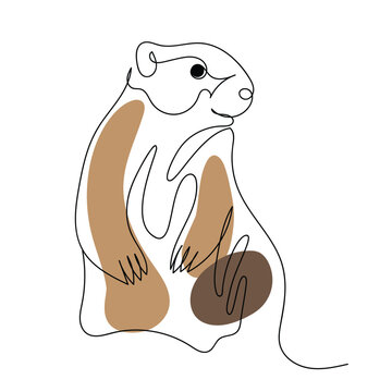 recommend clip art: One single line drawing of funny standing beaver for logo identity. Cute adorable rodent animal mascot concept for pet lover club icon. Modern continuous line draw graphic design vector illustration