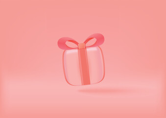 3D gift box on a pink background, vector illustration