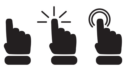 Hand clicking icon collection.Pointer click icon. Mouse click cursor collection. Vector illustration.