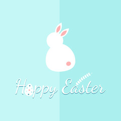 Happy Easter card, cute bunny. Vector flat illustration