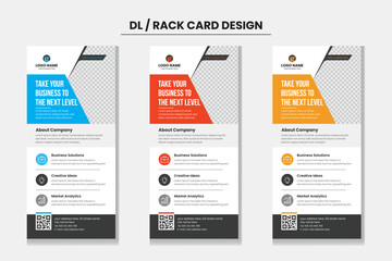Red Blue and Yellow color Modern Corporate Business dl flyer rack card design