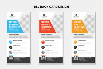 Red Blue and Yellow color Modern Corporate Business dl flyer rack card design