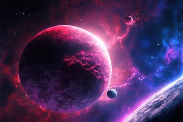 Obraz na płótnie Canvas Fantasy planet and starscapes. Generative AI