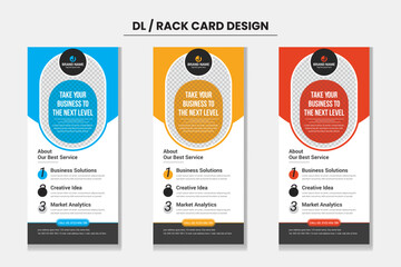 Red Blue and Yellow color Modern Corporate Business dl flyer rack card design