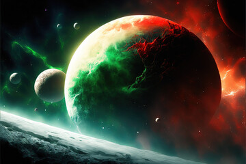 Obraz premium Fantasy planet and starscapes. Generative AI