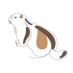 One single line drawing of funny standing beaver for logo identity. Cute adorable rodent animal mascot concept for pet lover club icon. Modern continuous line draw graphic design vector illustration