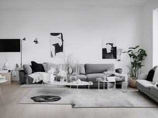 a photograph of a View of modern scandinavian style interior