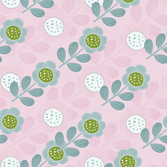 Seamless pattern with stylized flowers. Floral background.