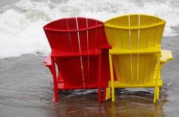 red and yellow chairs