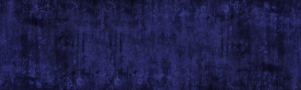 Navy blue rough wall wide grunge texture. Indigo color dramatic panoramic abstract textured background © JAYANNPO