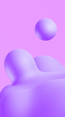 3D Illustration - Fluid abstract background of soft purple shapes on a pink background in vertical composition - 565980609