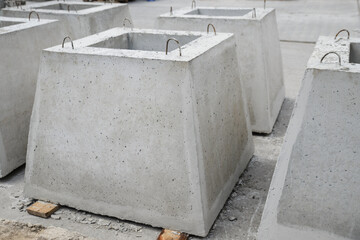 New reinforced concrete foundation for the column, in the warehouse of the plant.