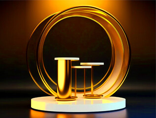 luxury elegant Golden presentation studio display backdrop show furniture. generative ai