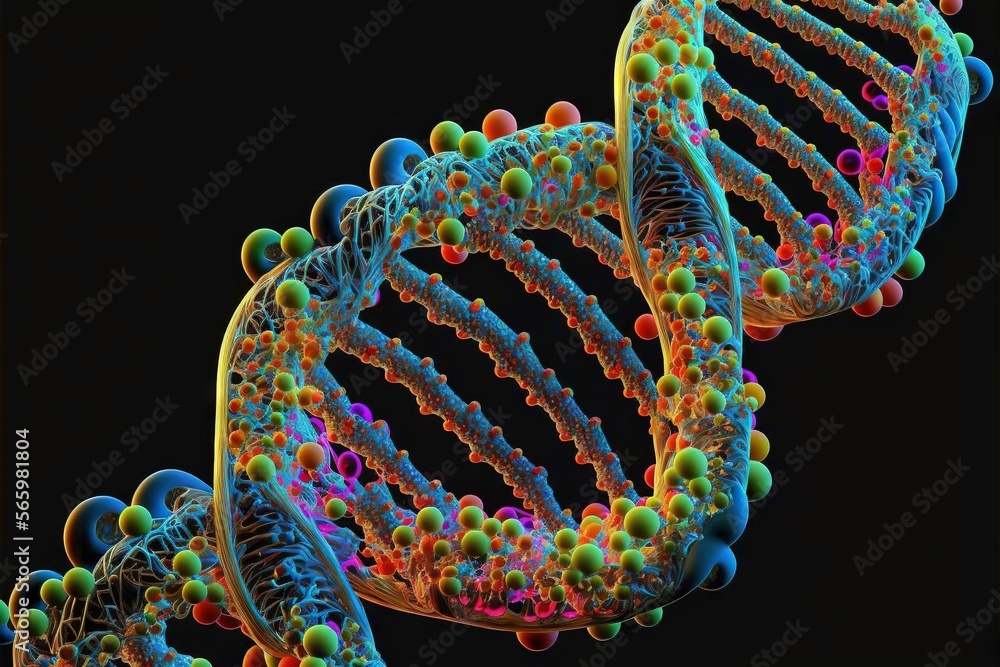 Aufkleber a 3d image of a double strand of colorful balls on a black background with a black background and a 