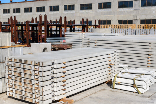 A stack of pdn road slabs at a factory warehouse.