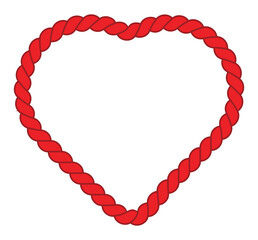 Heart Shape Tied Knot Made of Red Ropes.