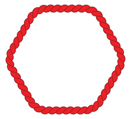 Hexagon Tied Knot Made of Red Ropes