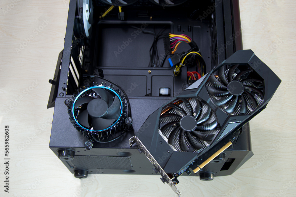 Poster top view of computer graphics card