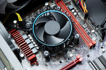 top view of computer motherboard