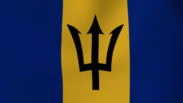 National Flag in the Wind - Looping Animation  -Barbados