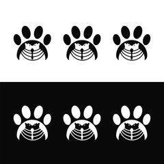 Fototapeta premium Black and white cat animal vector logo design . Cat icon . Cat silhouette 