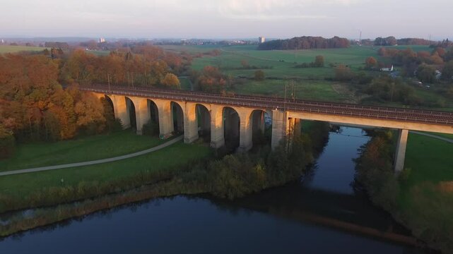 Luftaufnahme Viadukt Stausee Obersee Bielefeld Schildesche Johannisbachtalsperre 