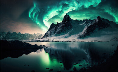 Fototapeta na wymiar aurora borealis, ki generated