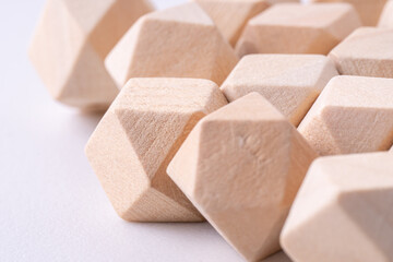 Wooden blocks on white background. Abstract Background.
