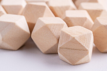 Wooden blocks on white background. Abstract Background.