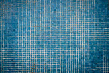 Blue mosaic tile texture, aged wall