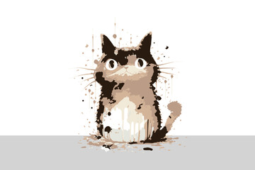 cat painting in ink splatter style, very suitable for book covers, decorations and the like