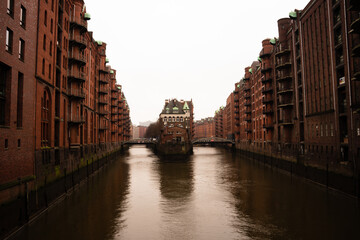 Romantic, moody pictures of the Canal in the city of  Hamburg, Germany.