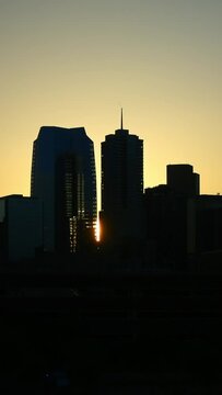 Vertical Video Downtown Denver Skyline Sunrise Timelapse