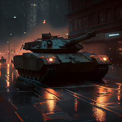 M1 Abrams tank in the city