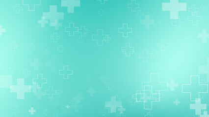 Abstract medical green blue cross pattern background.