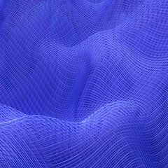 Plakat Wavy layered abstract grid structure colored in blue