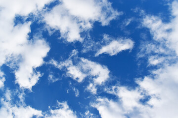 Background of beautiful blue sky with different clouds shapes.