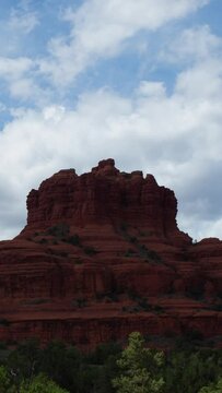 Vertical Video Bell Rock in Sedona Time Lapse Zoom Out