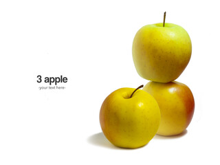 yellow apple on white background